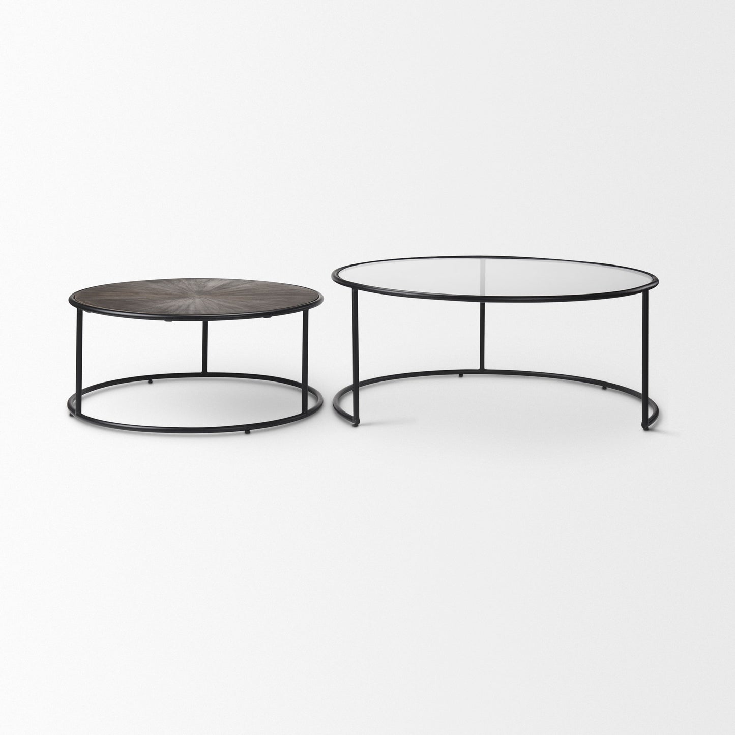 Arlo Coffee Tables Dark Brown Wood | Glass | Black Metal - coffee-tables