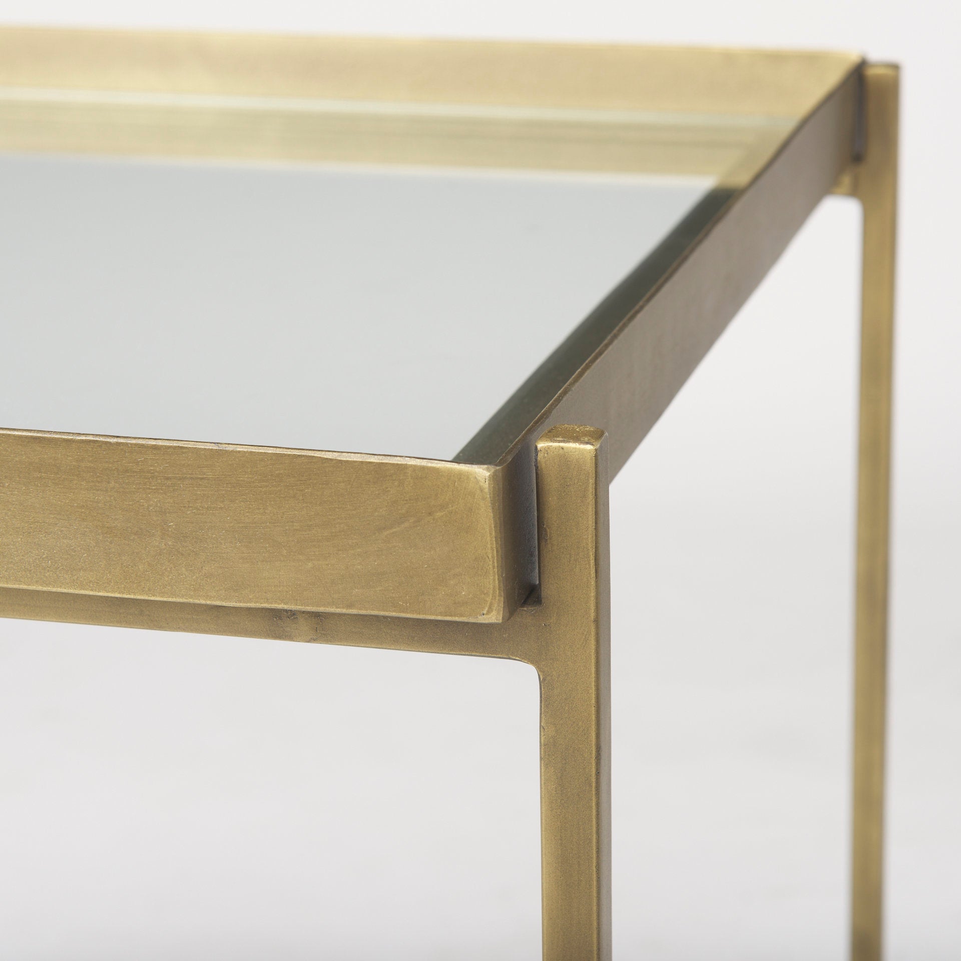Trey Gold Metal W/Glass Accent Table