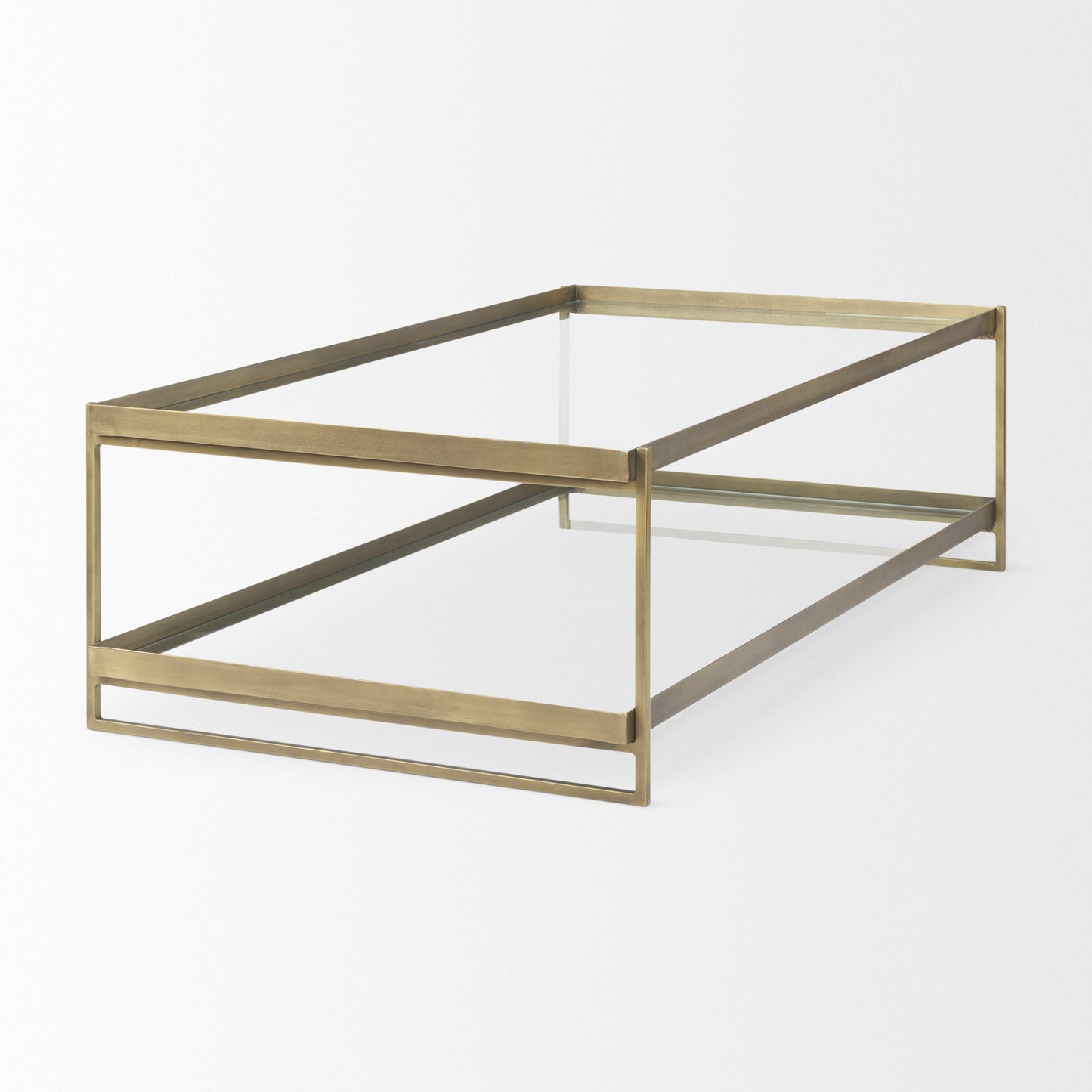 Trey Coffee Table Gold Metal | Glass - coffee-tables