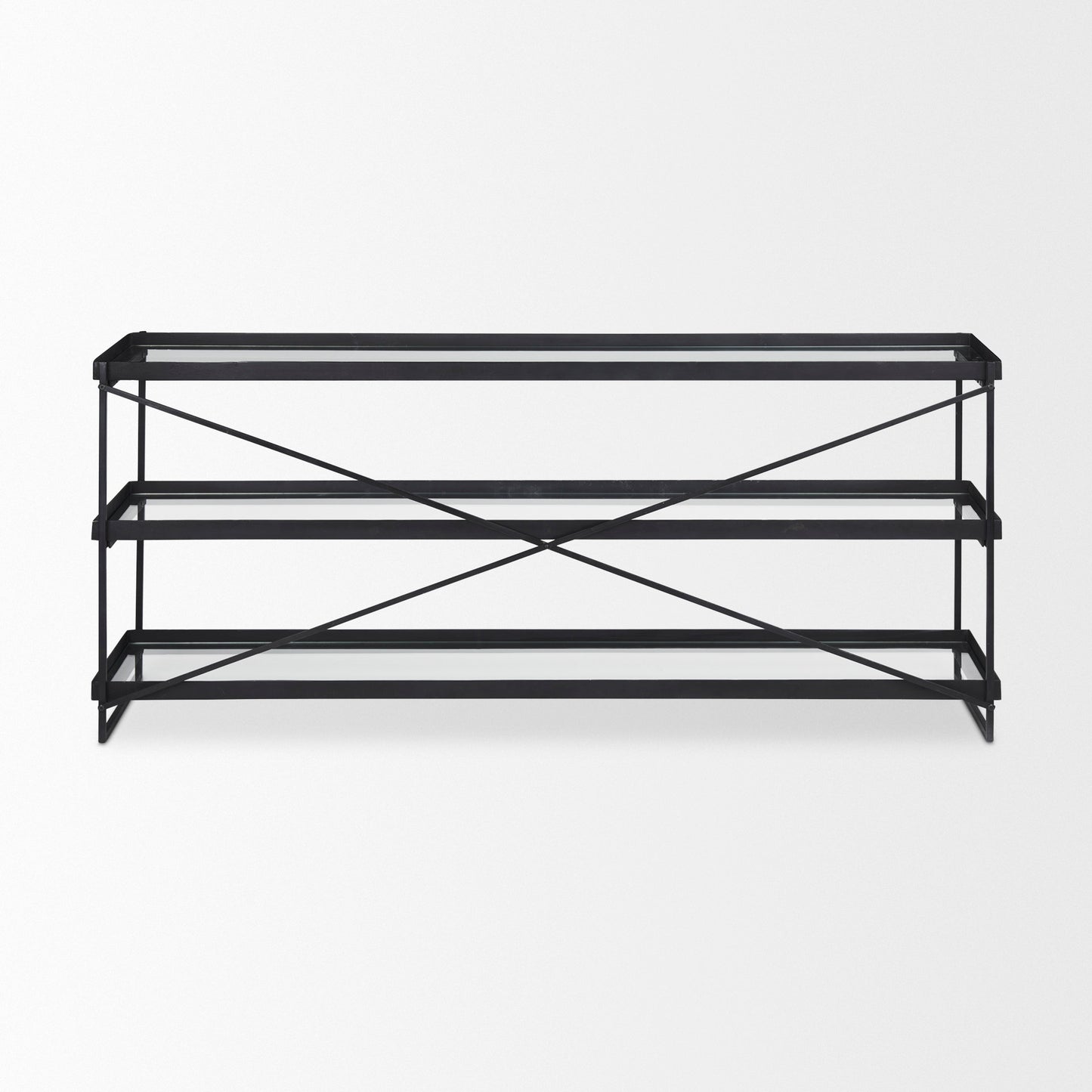 Trey Console Table Black Metal | Glass - console-tables