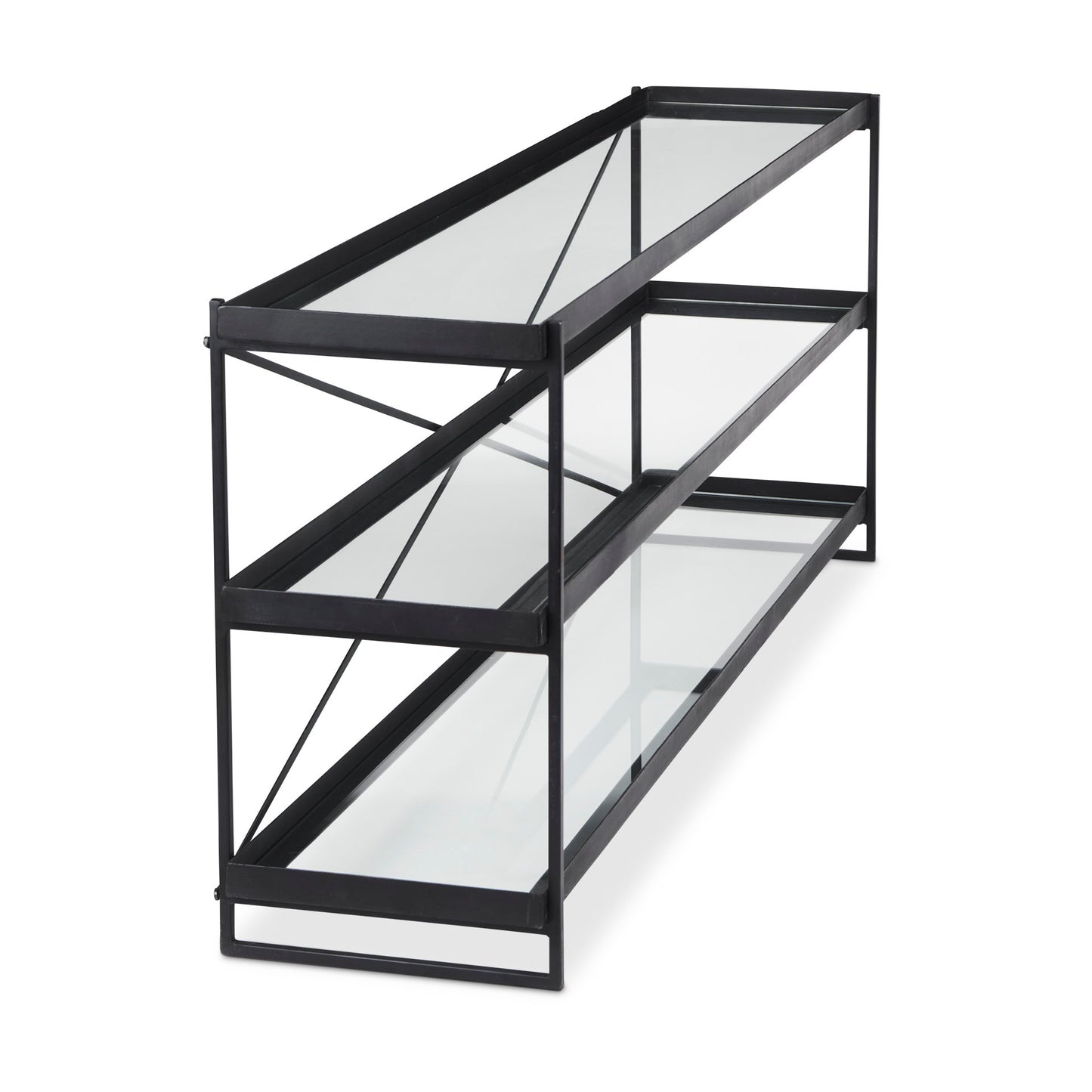 Trey Console Table Black Metal | Glass - console-tables