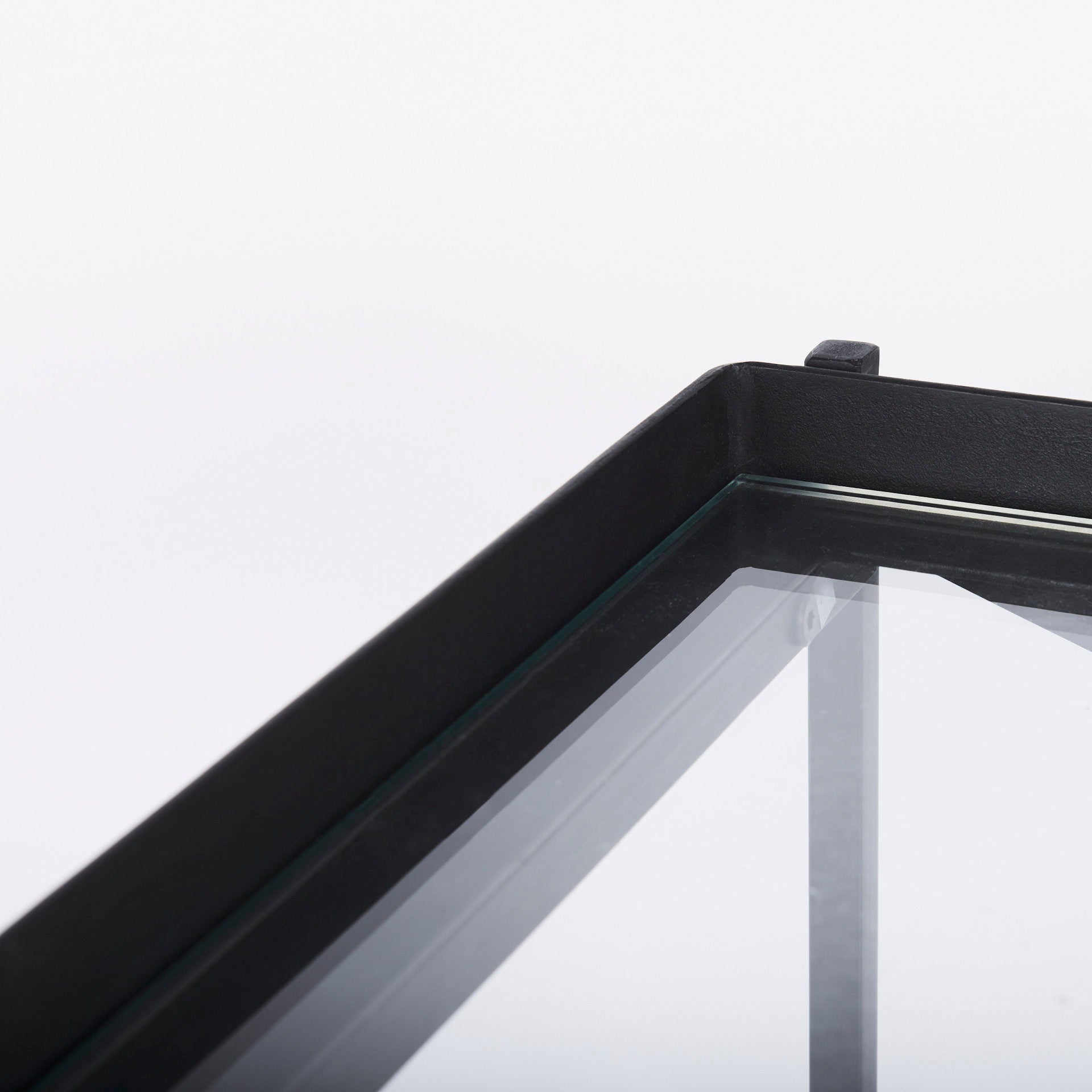 Trey 72.0"L x 16.0"W x 30.0"H Black Metal W/Glass Console Table