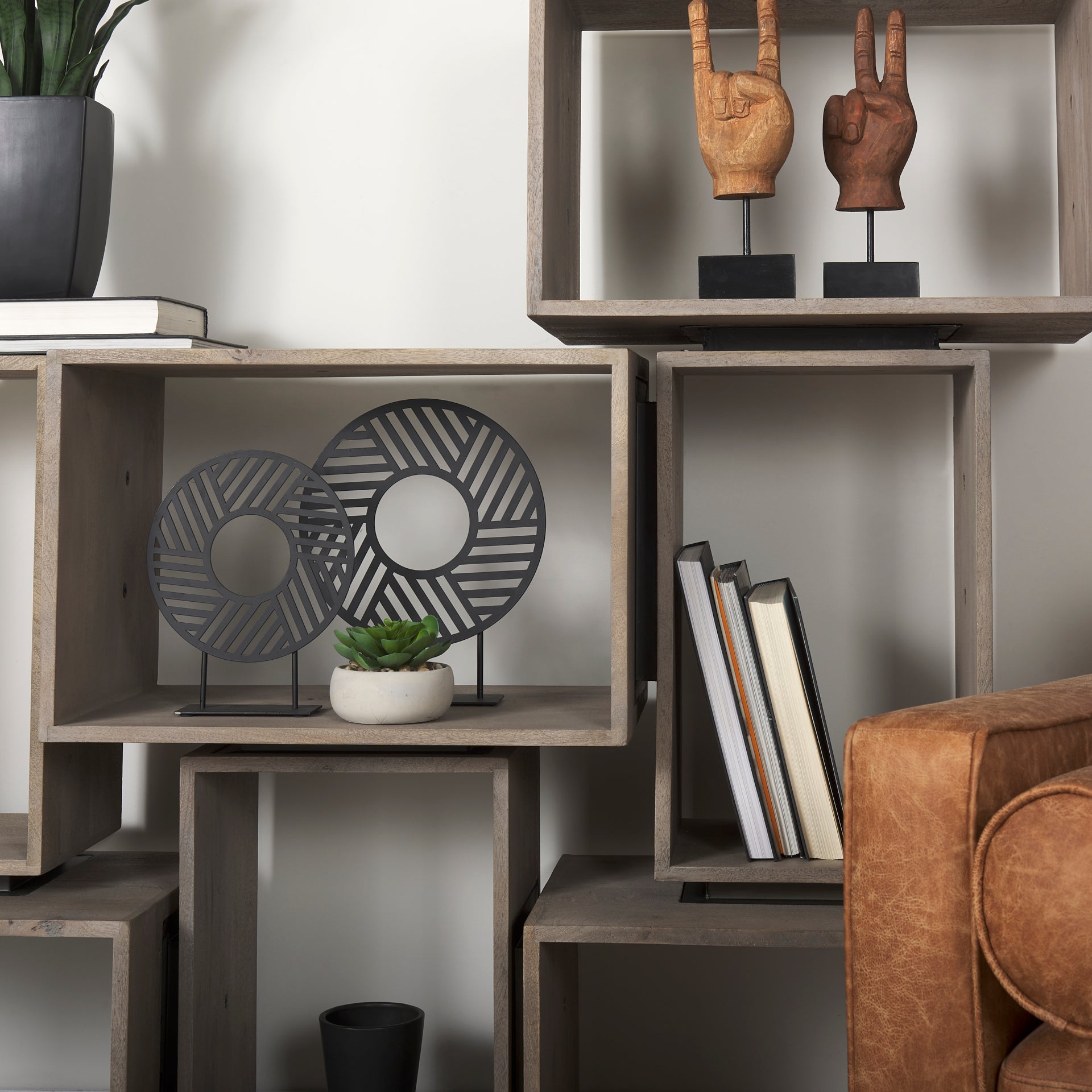 Simul (Set of 2) Light Brown Wood Modular Shelving Unit