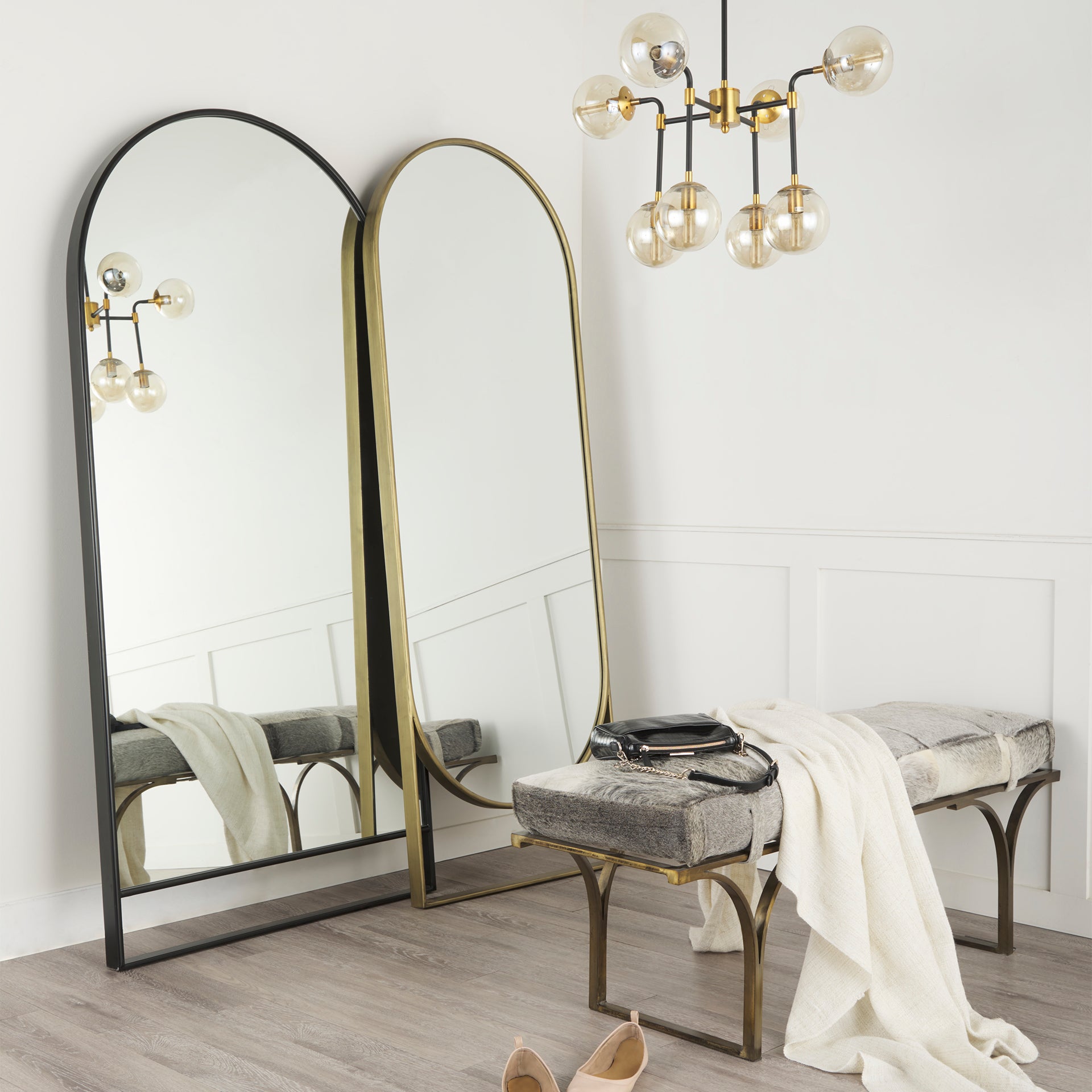 Sadie Floor Mirror Black Metal | 76H - floor-mirrors