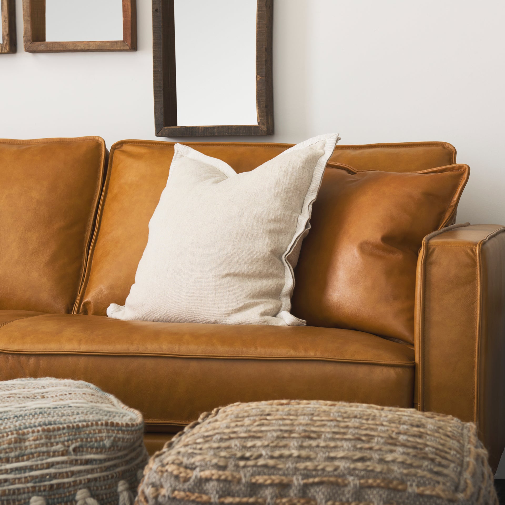 Mae 20L x 20W Beige Fabric Pillow Cover