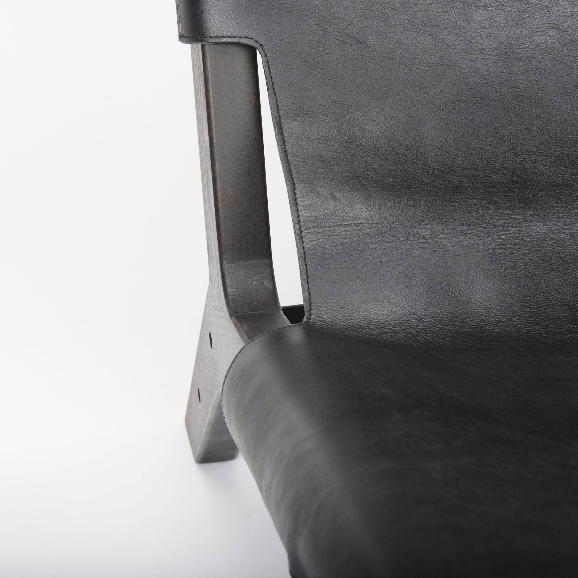 Elodie 24.4L x 33.9W x 30.7H Black Leather W/Black Stain Beech Wood Frame Accent Chair