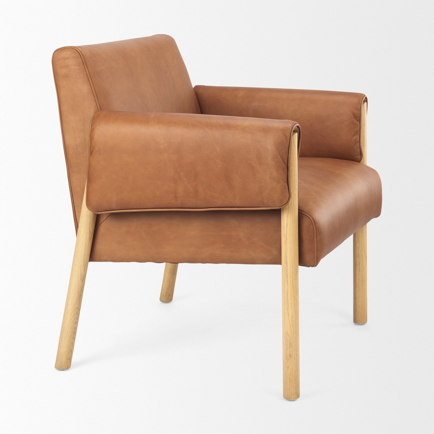 Ashton Accent Chair Brown Leather | Light Wood - accent-chairs