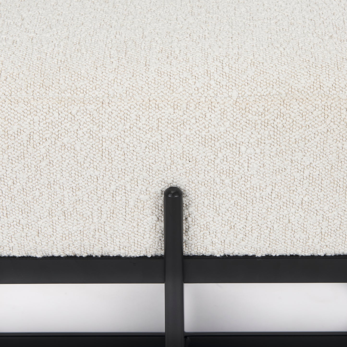 Amelia 55.0L x 18.0W x 18.0H Cream Boucle W/Black Metal Upholstered Bench
