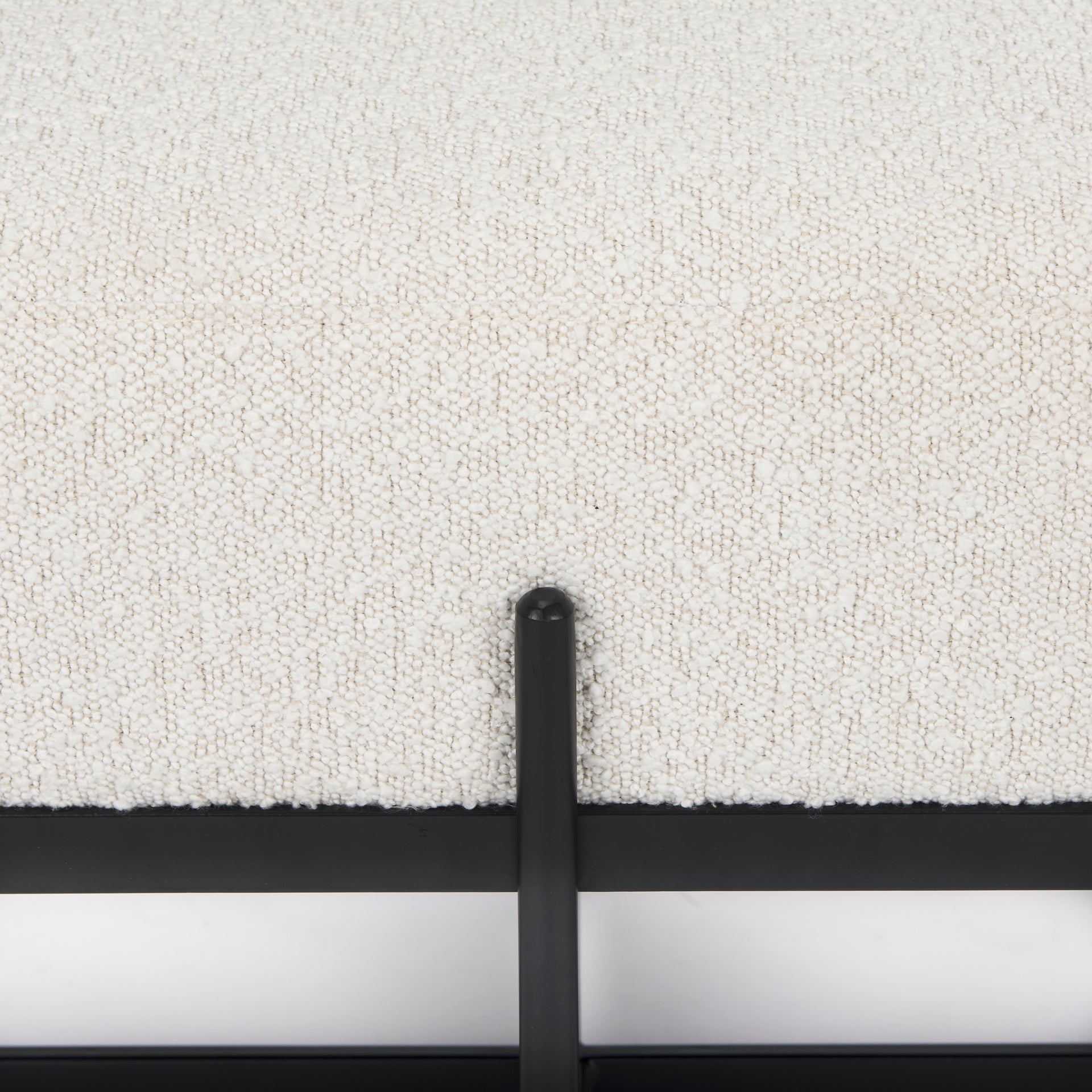 Amelia 55.0L x 18.0W x 18.0H Cream Boucle W/Black Metal Upholstered Bench