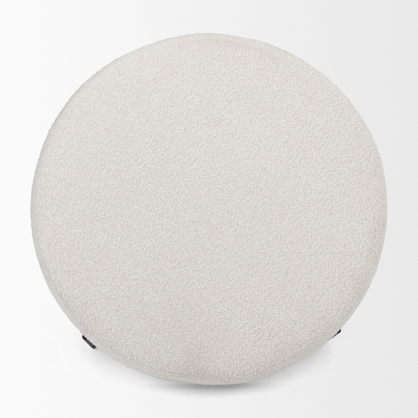 Amelia 35.8L x 35.8W x 17.5H Cream Boucle W/Black Metal Upholstered Ottoman