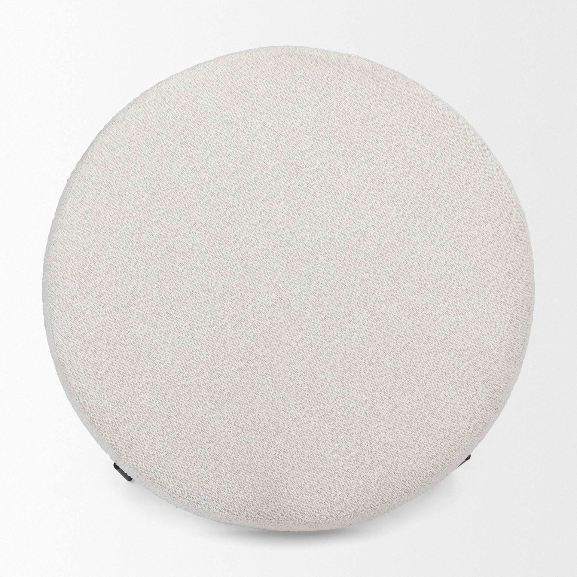 Amelia 35.8L x 35.8W x 17.5H Cream Boucle W/Black Metal Upholstered Ottoman