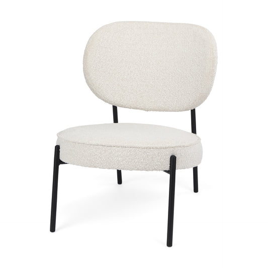 Amelia Accent Chair Cream Bouclé Fabric | Black Metal - accent-chairs