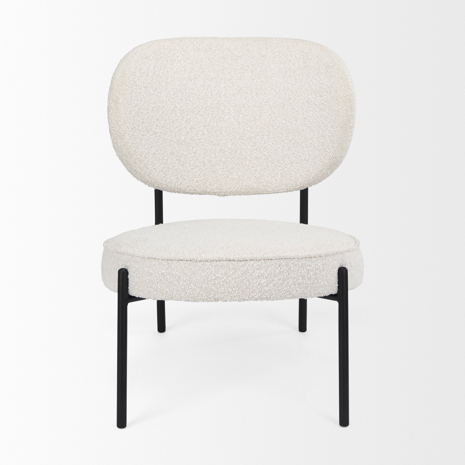 Amelia Accent Chair Cream Bouclé Fabric | Black Metal - accent-chairs