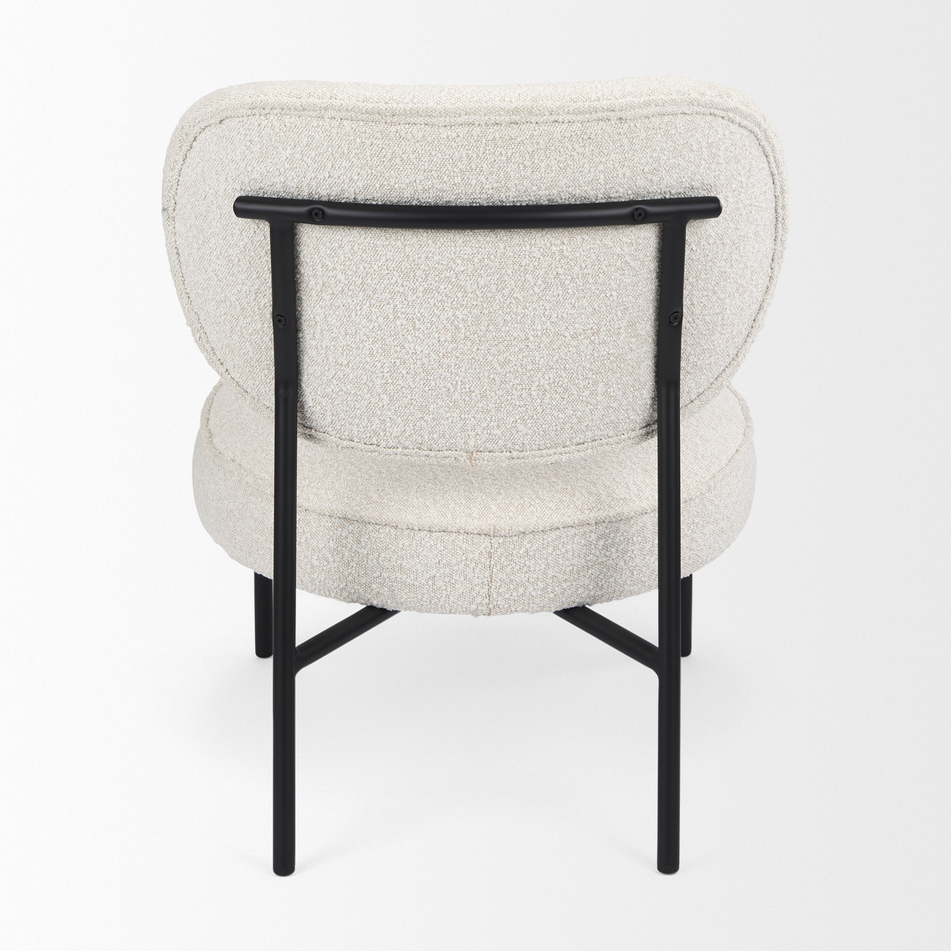 Amelia Accent Chair Cream Bouclé Fabric | Black Metal - accent-chairs