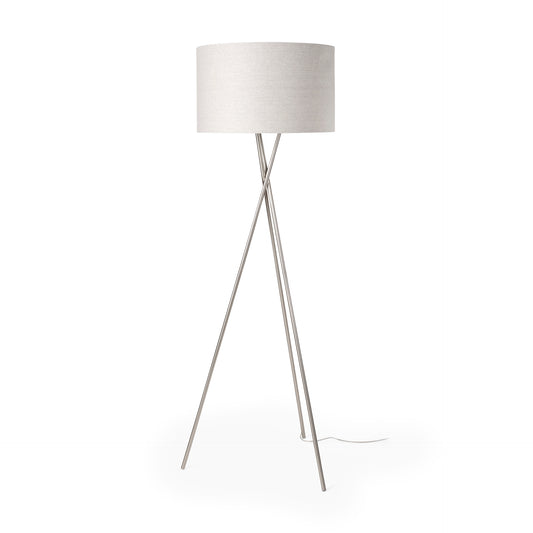 Ambrose Floor Lamp Silver Metal | Beige Shade - floor-lamps