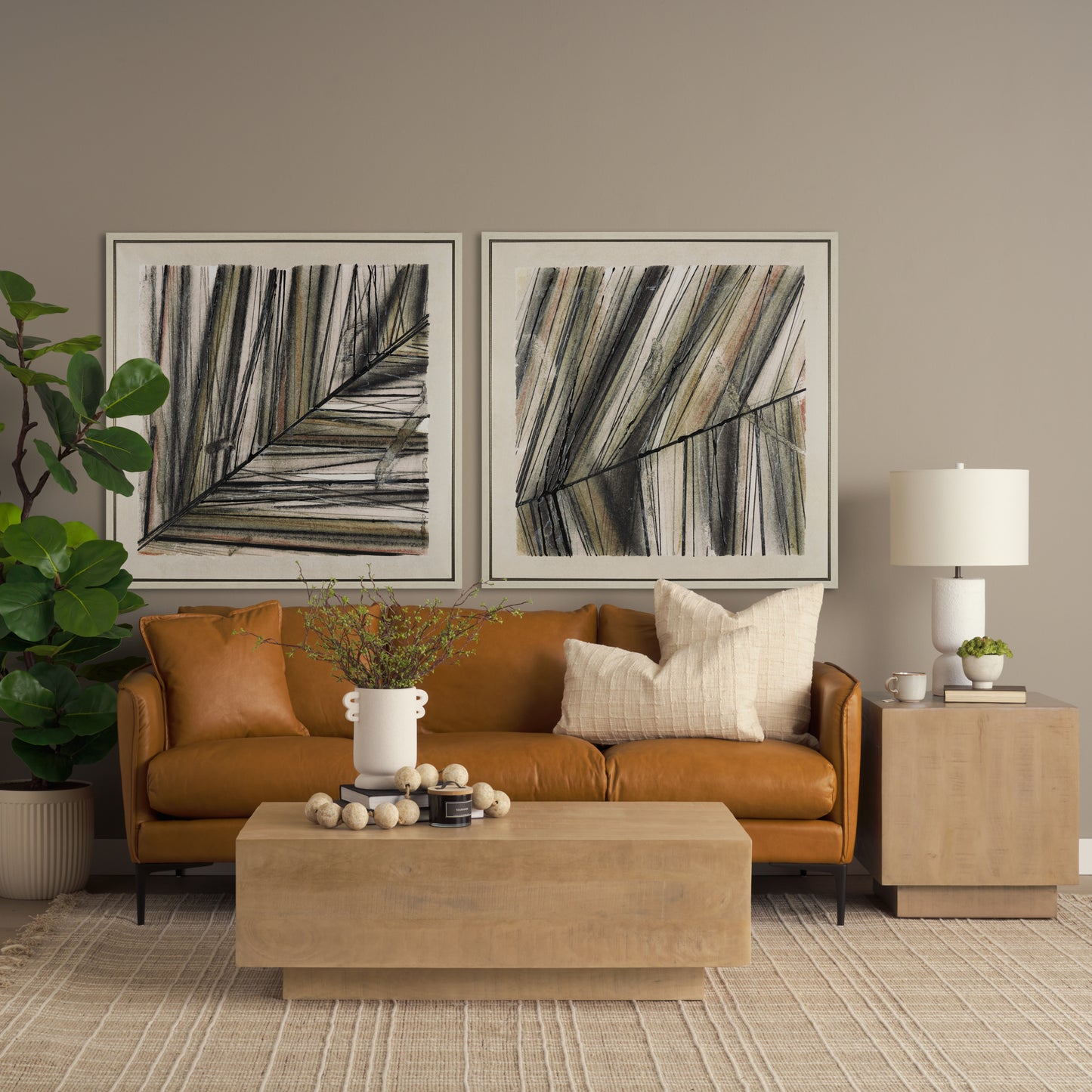 Lake Como 85.8L x 36.6W x 32.3H Tan Leather Three Seater Sofa