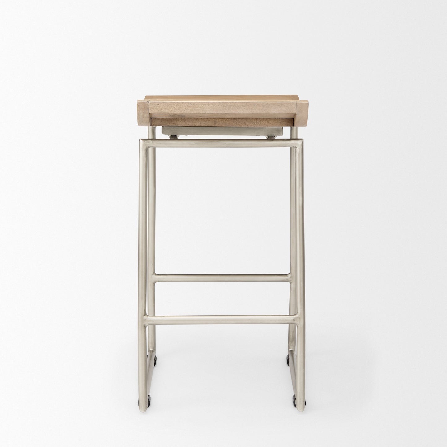 Givens Bar Counter Stool Brown Wood | Silver Metal | Counter - bar-stools