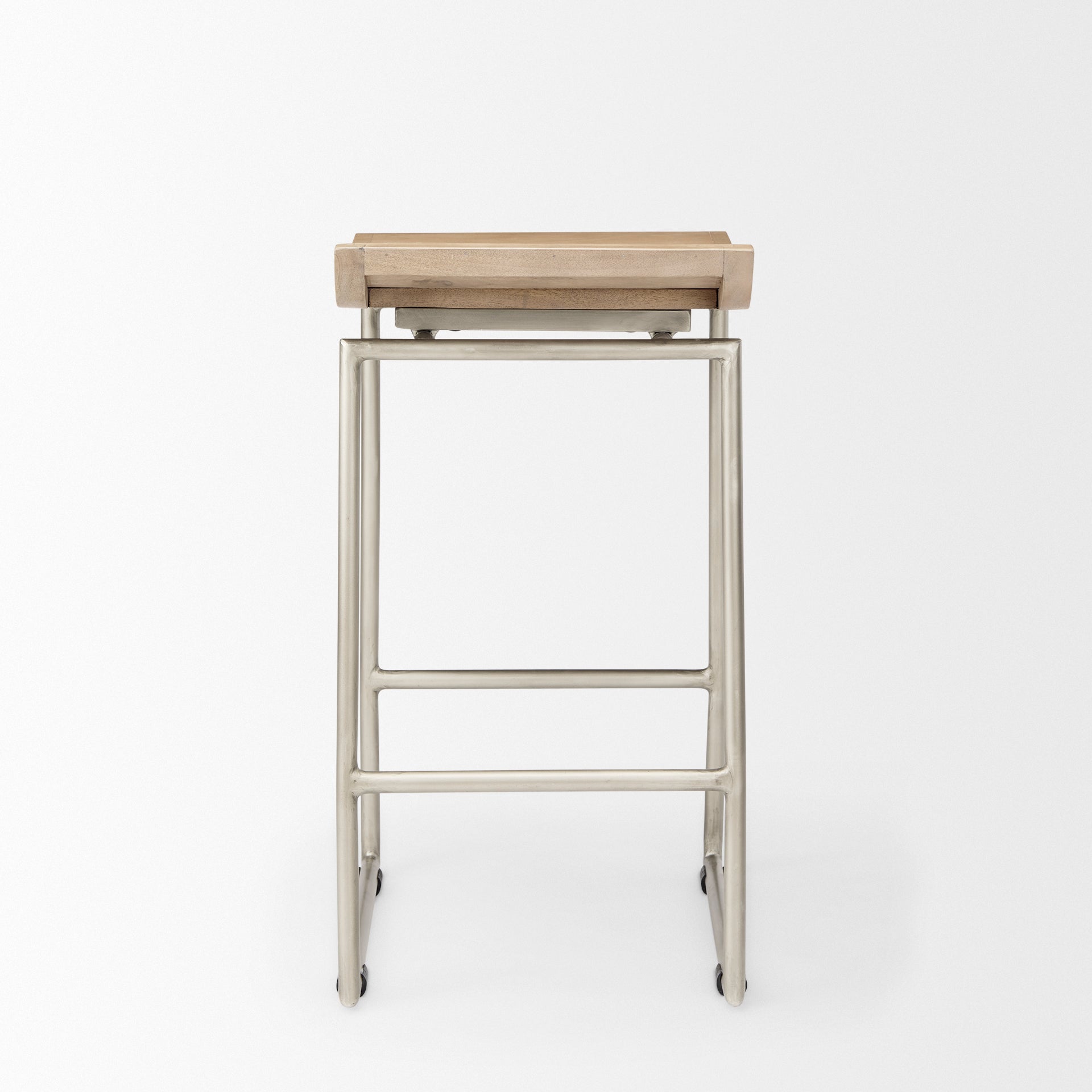 Givens Bar Counter Stool Brown Wood | Silver Metal | Counter - bar-stools