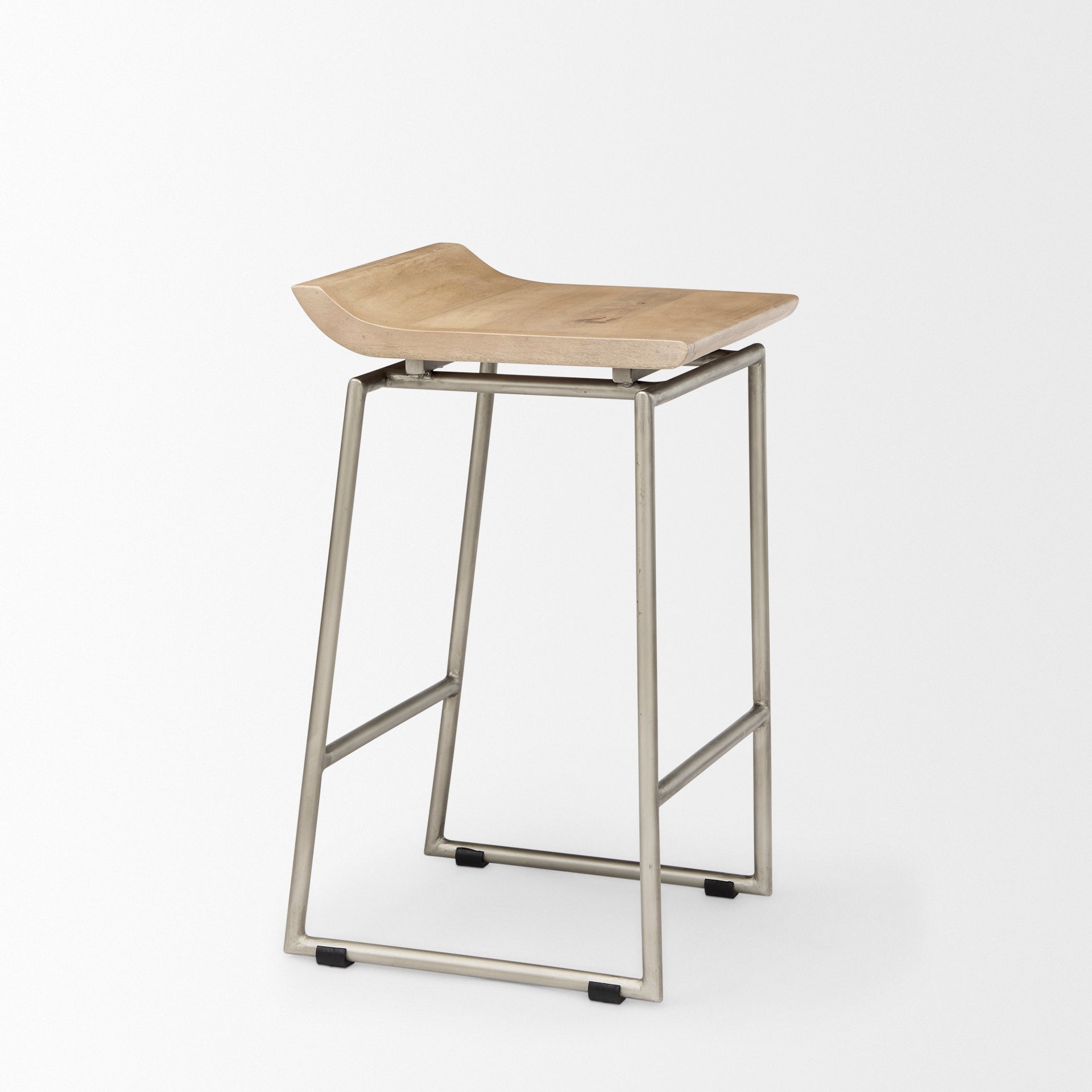 Givens Bar Counter Stool Brown Wood | Silver Metal | Counter - bar-stools