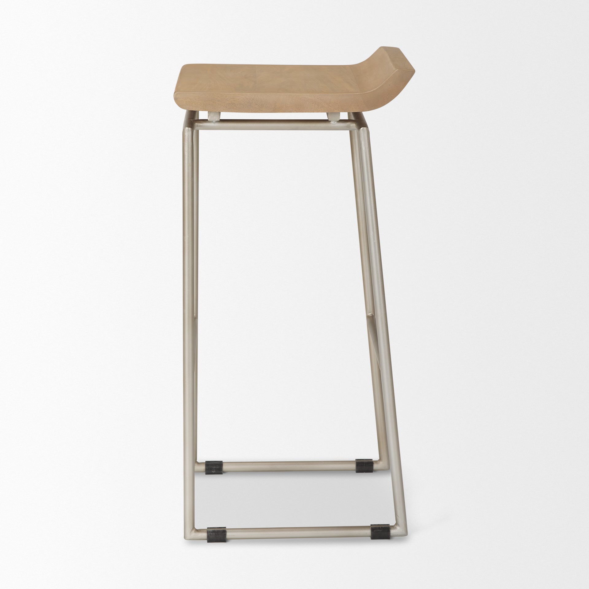 Givens Wood Seat Bar Counter Stool Brown Wood | Silver Metal | Bar - bar-stools