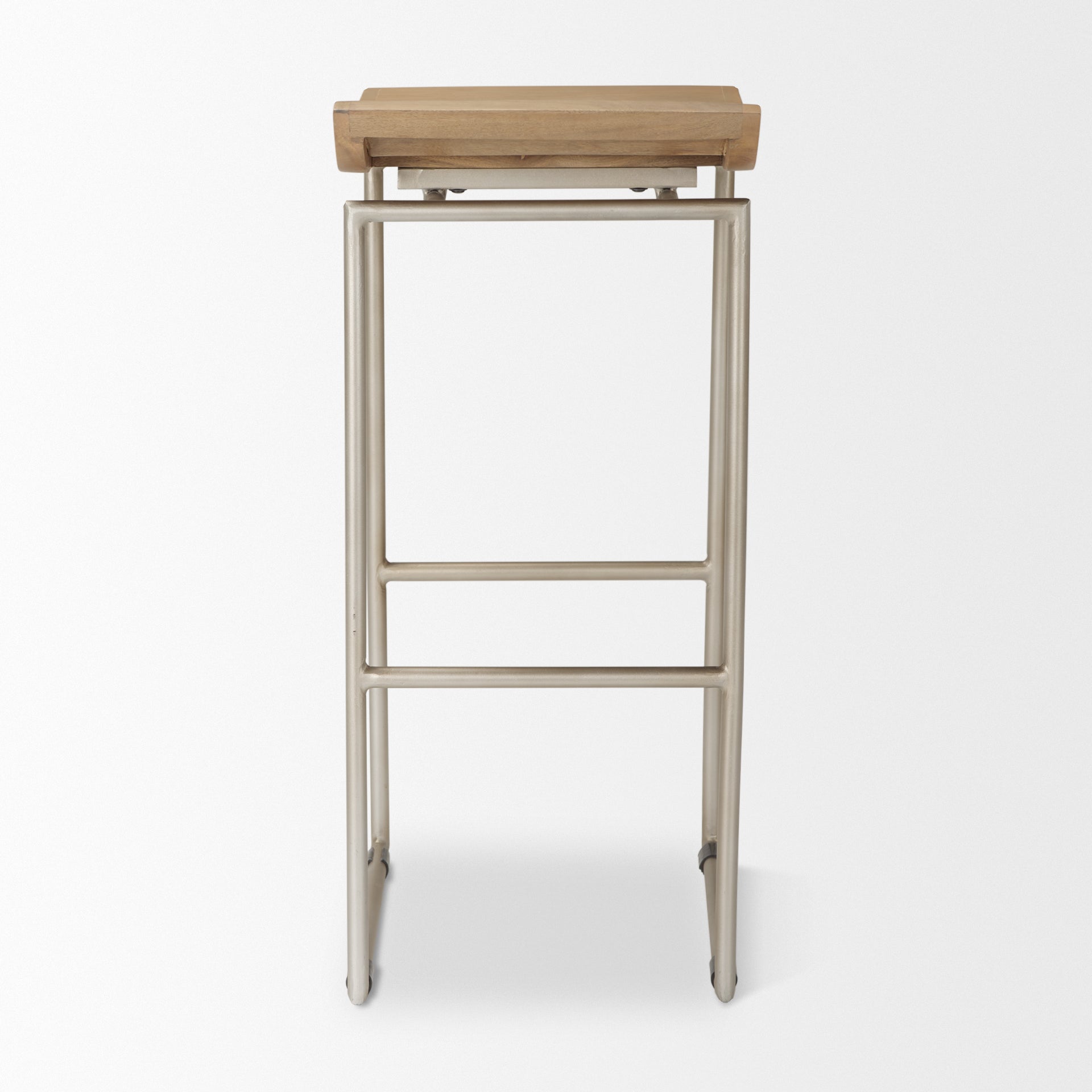 Givens Wood Seat Bar Counter Stool Brown Wood | Silver Metal | Bar - bar-stools