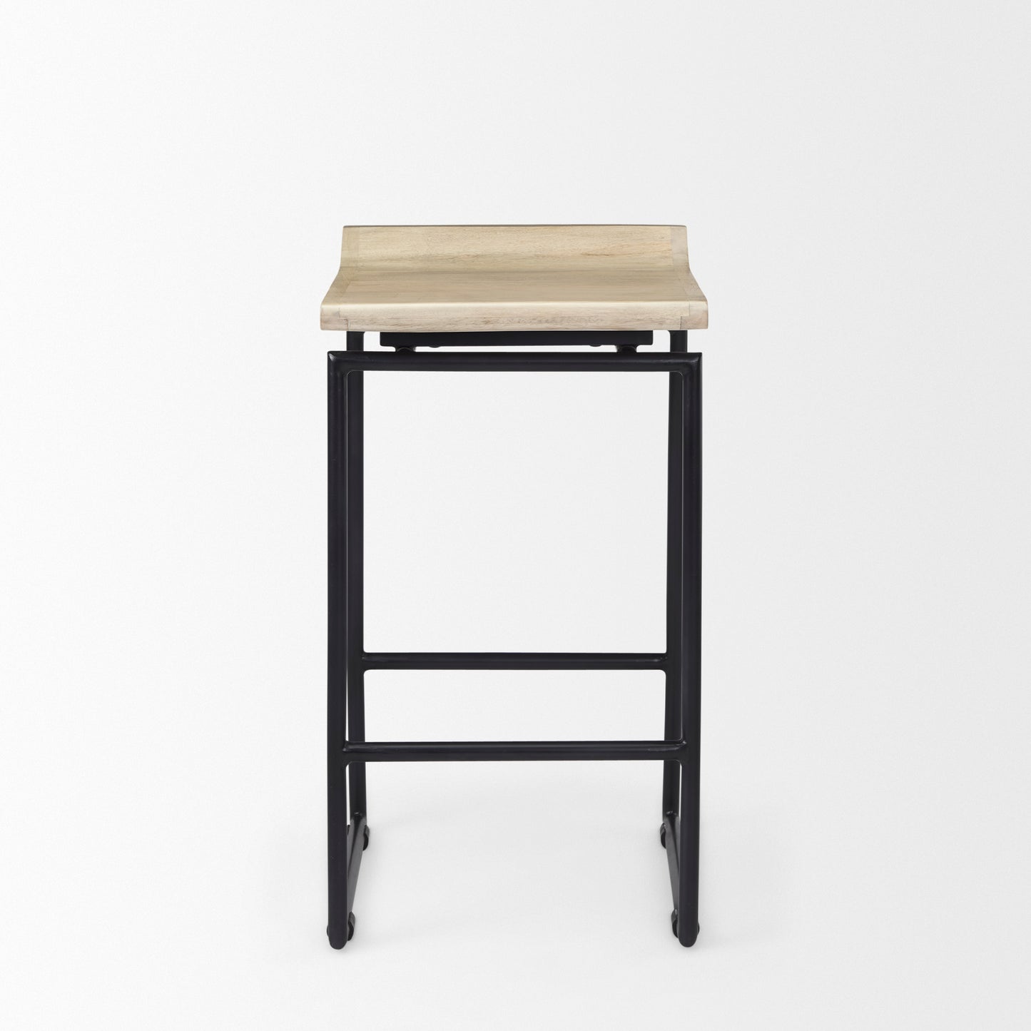 Givens Bar Counter Stool Natural Wood | Black Metal | Counter