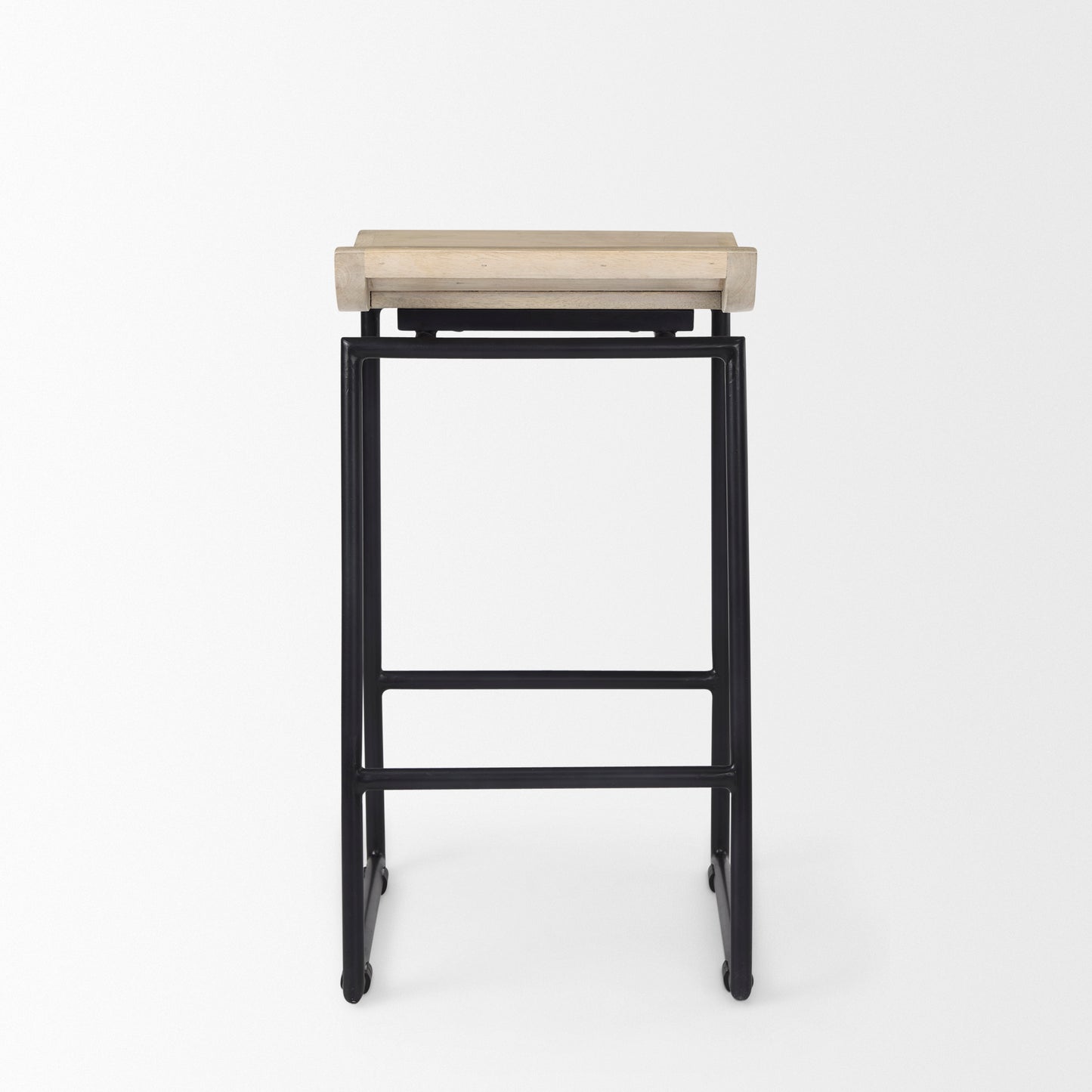 Givens Bar Counter Stool Natural Wood | Black Metal | Counter