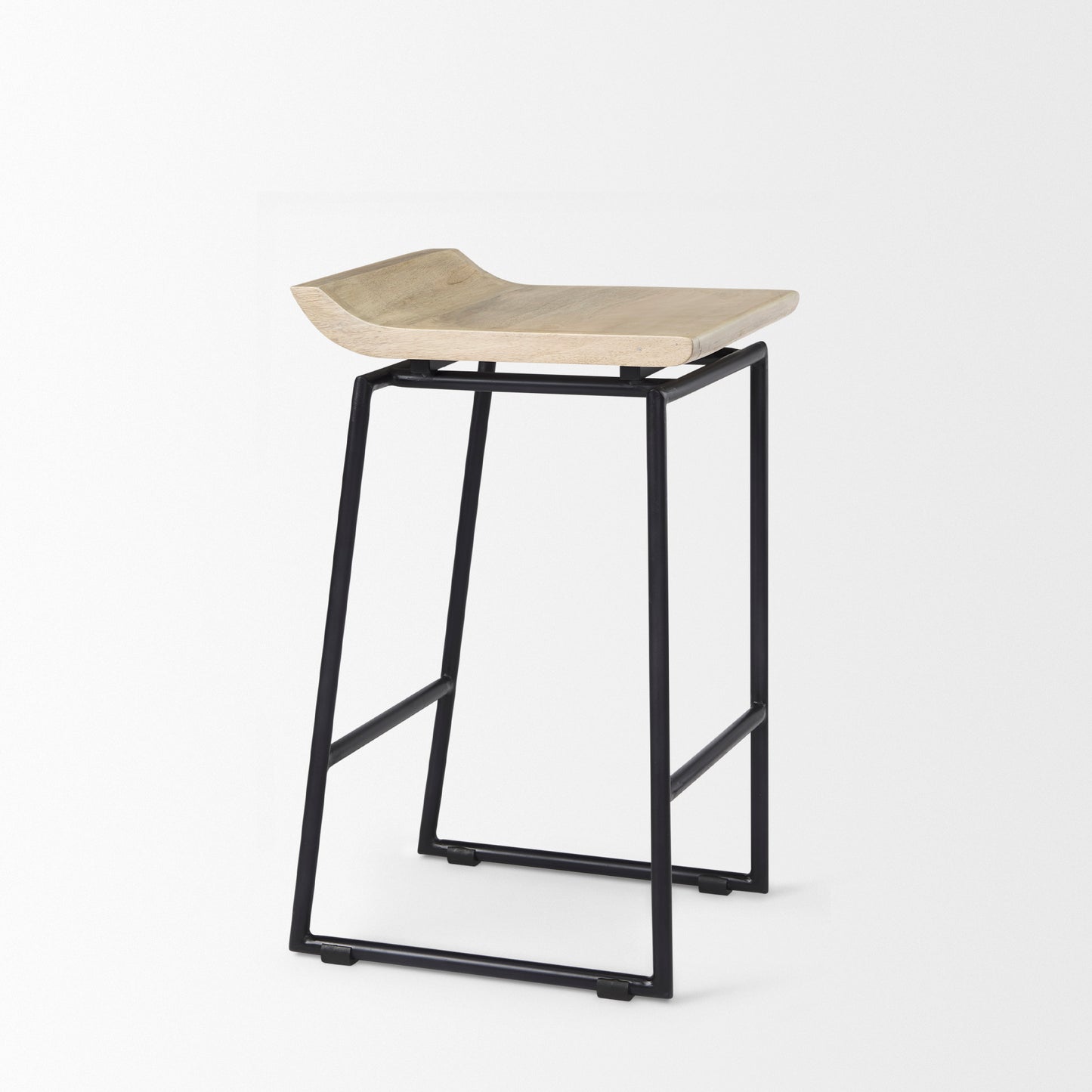 Givens Bar Counter Stool Natural Wood | Black Metal | Counter