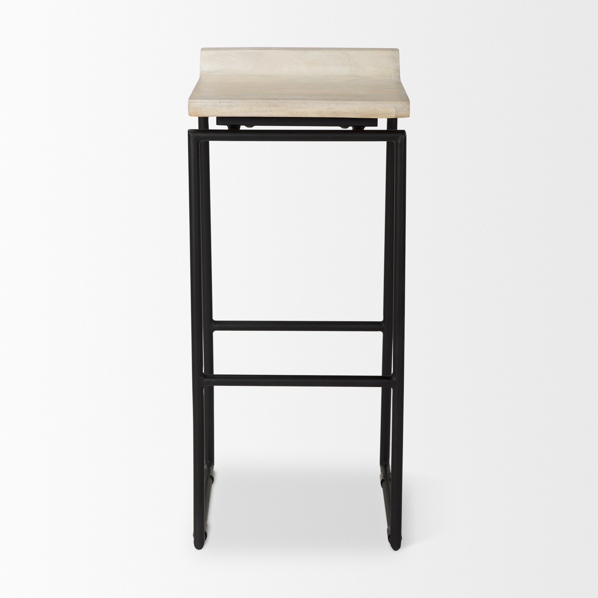 Givens Bar Counter Stool Natural Wood | Black Metal | Bar - bar-stools