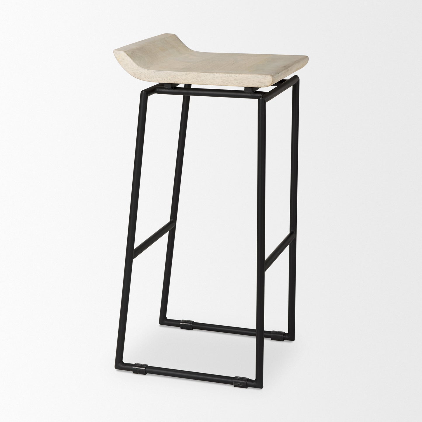 Givens Bar Counter Stool Natural Wood | Black Metal | Bar - bar-stools