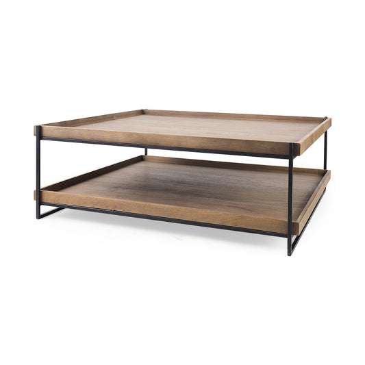 Trey Coffee Table Brown Wood | Black Metal - coffee-tables