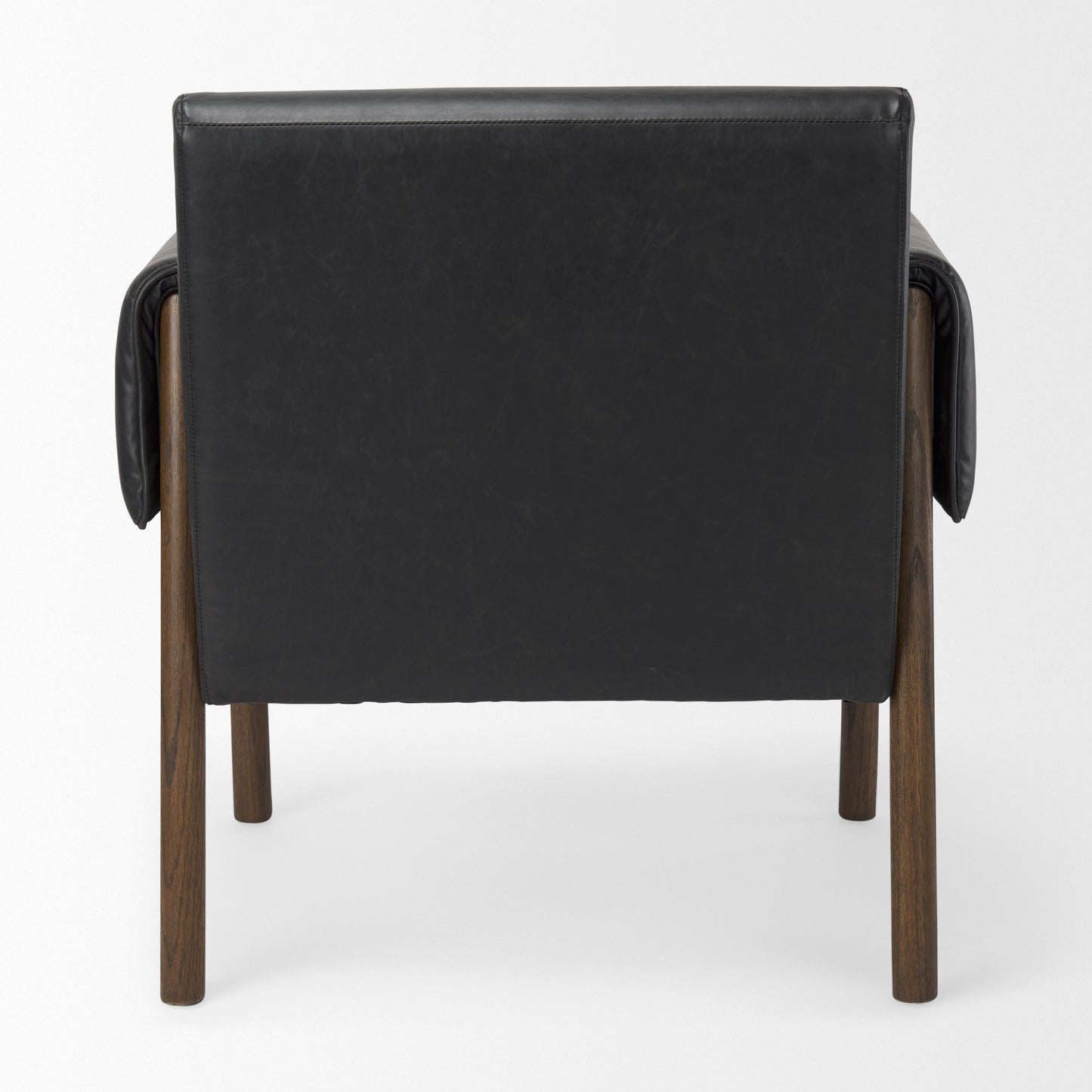 Ashton Black Vegan Leather w/ Dark Brown Wood Accent Chair