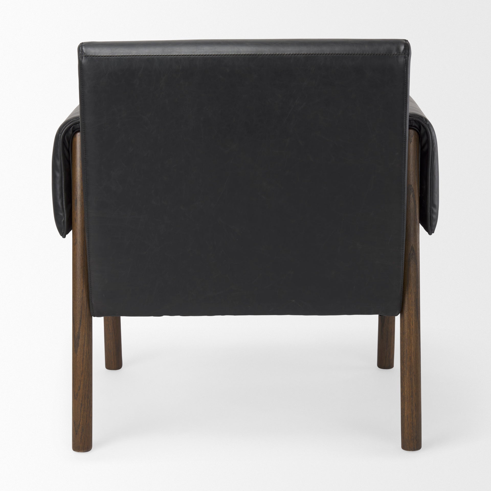 Ashton Black Vegan Leather w/ Dark Brown Wood Accent Chair