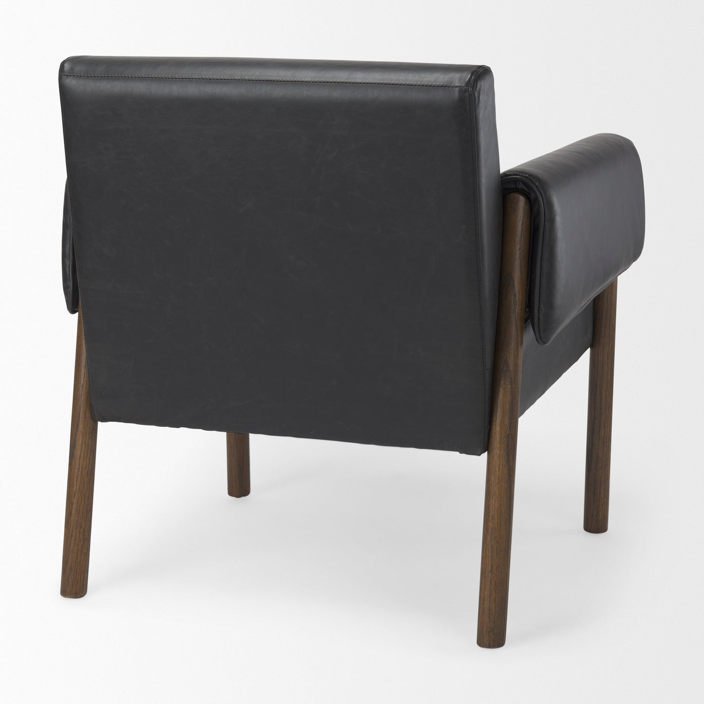 Ashton Black Vegan Leather w/ Dark Brown Wood Accent Chair