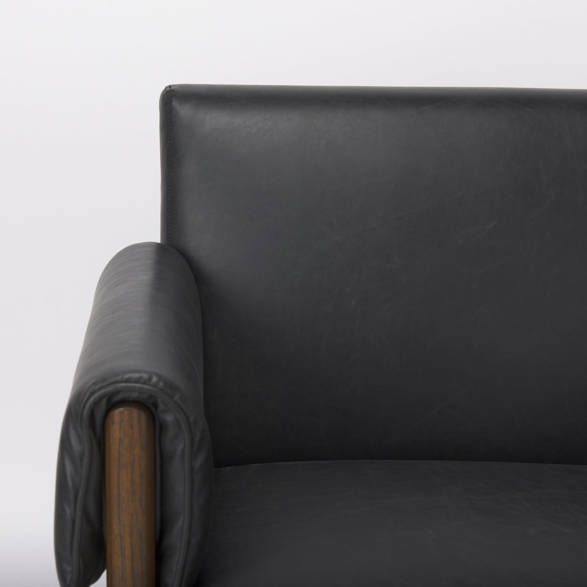 Ashton Black Vegan Leather w/ Dark Brown Wood Accent Chair