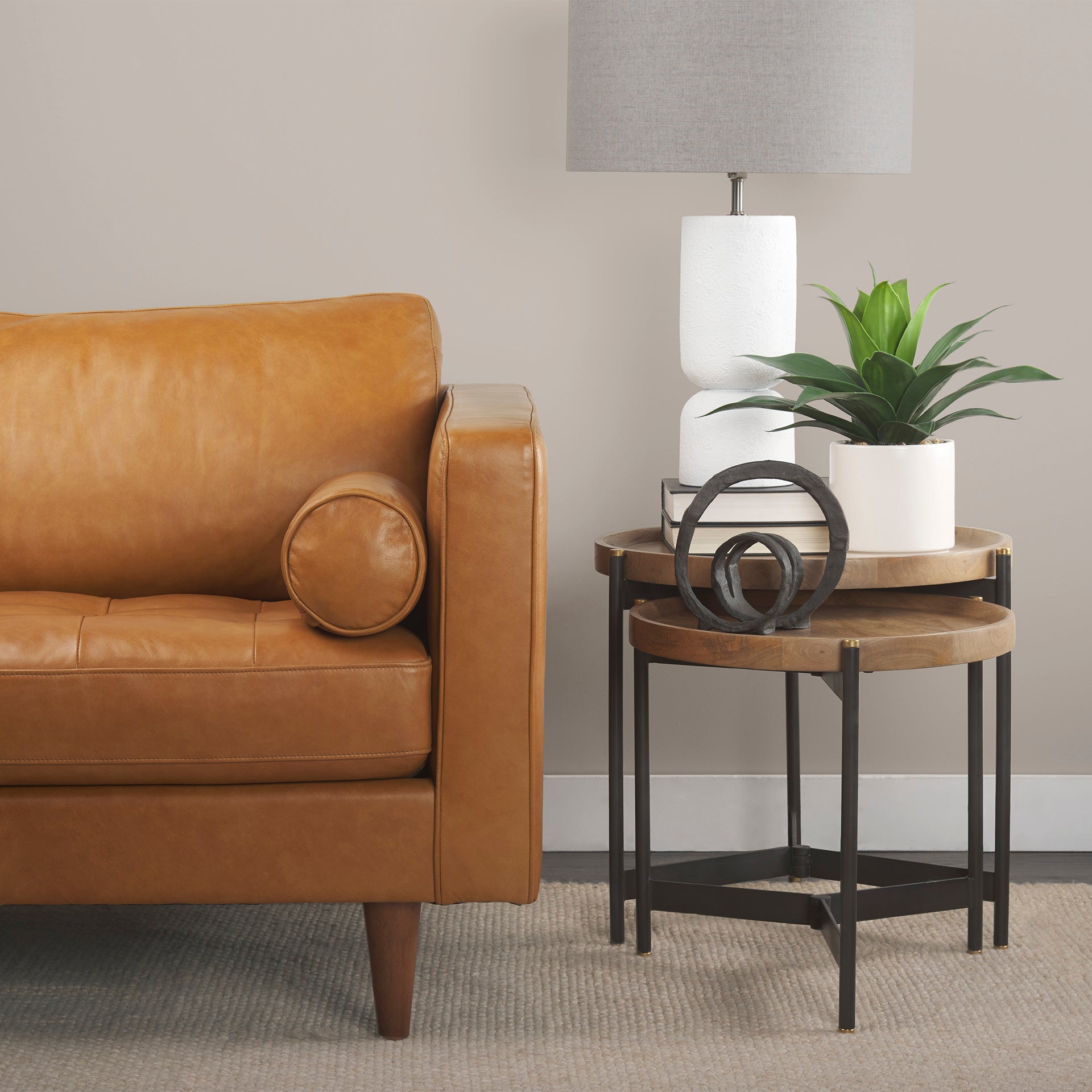 Svend 88.0L x 38.0W x 34.0H Tan Leather Sofa
