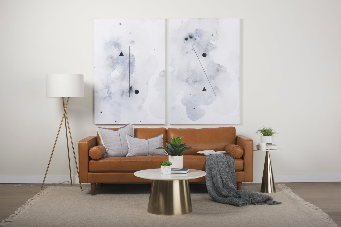 Svend 88.0L x 38.0W x 34.0H Tan Leather Sofa