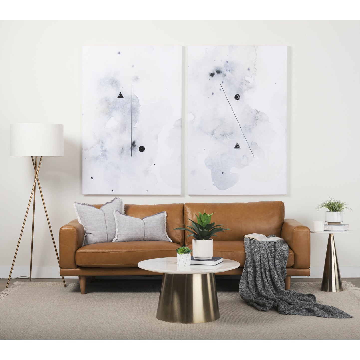 Ambrose 20.0L x 20.0W x 61.8H Gold Metal W/Cream Fabric Shade Floor Lamp