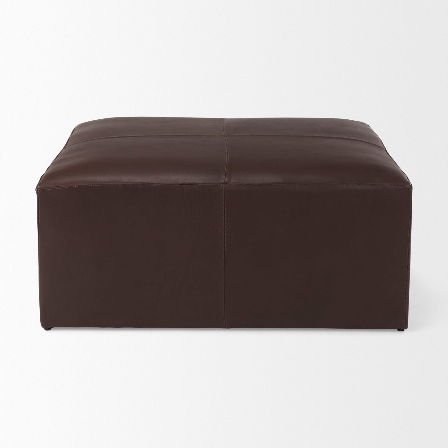 Minara Ottoman Dark Brown Leather - ottoman-and-poufs