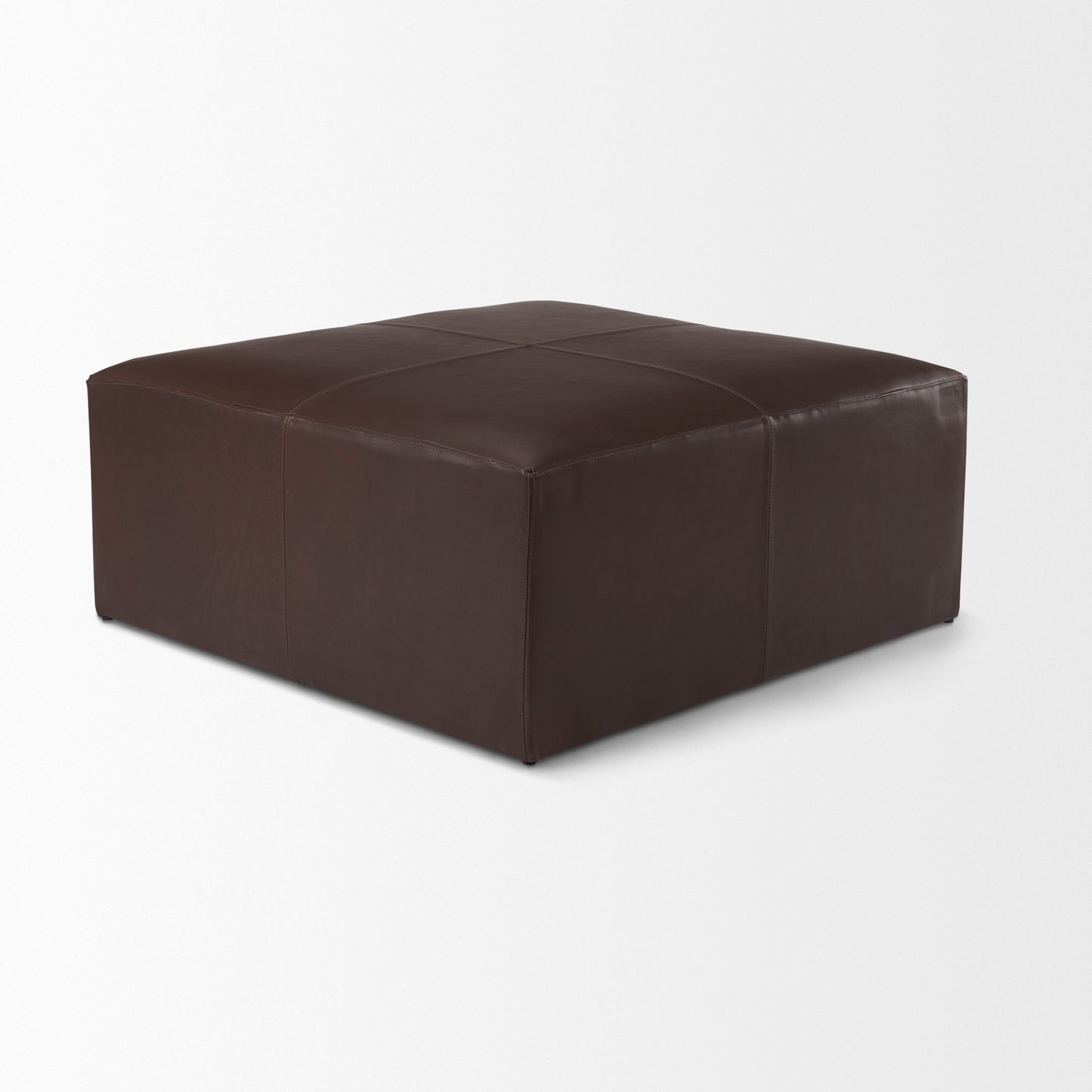 Minara Ottoman Dark Brown Leather - ottoman-and-poufs