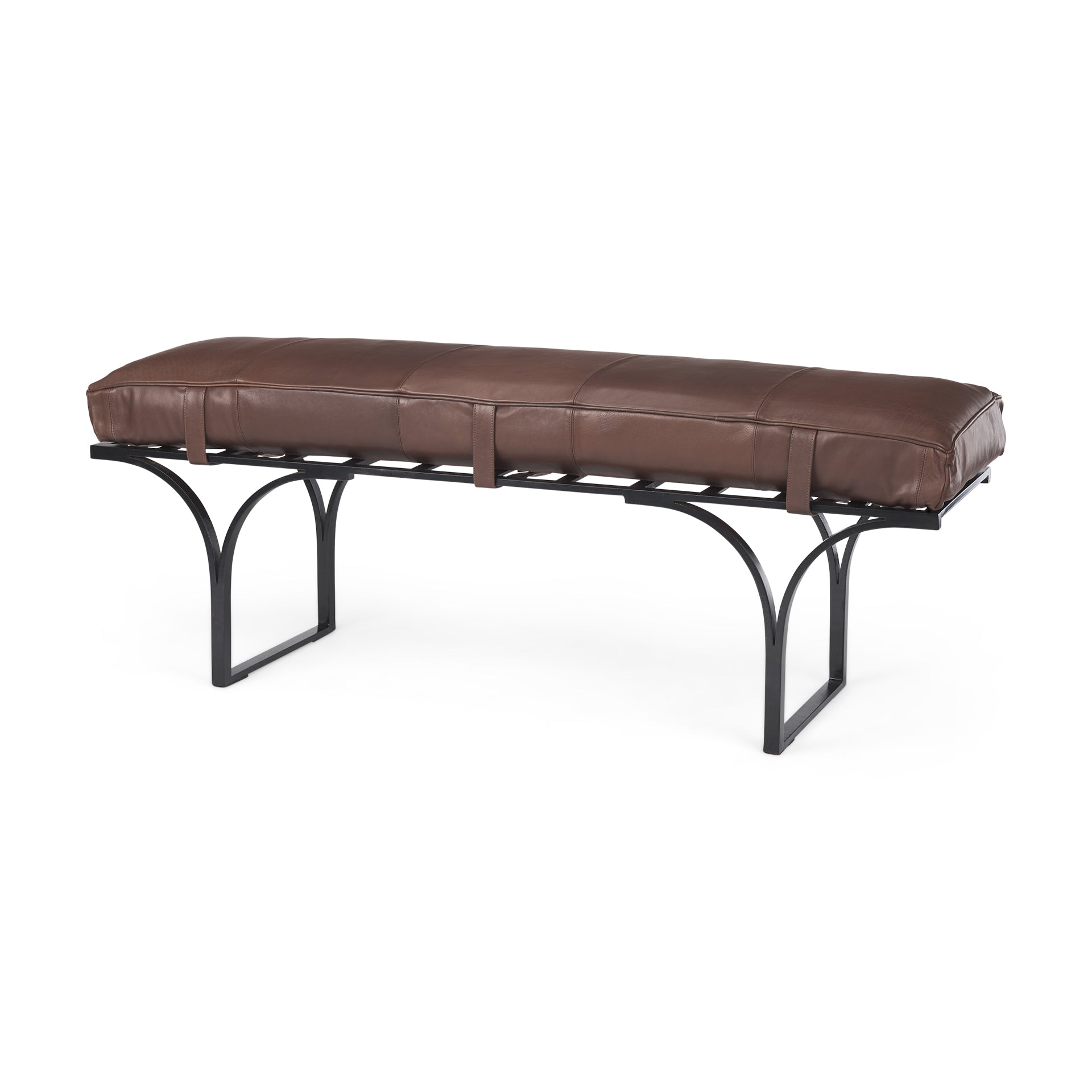 Jessie Bench Dark Brown Leather | Black Metal - benches