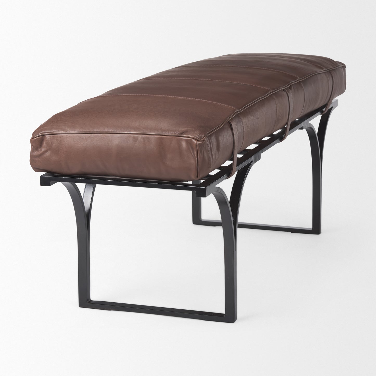 Jessie Bench Dark Brown Leather | Black Metal - benches