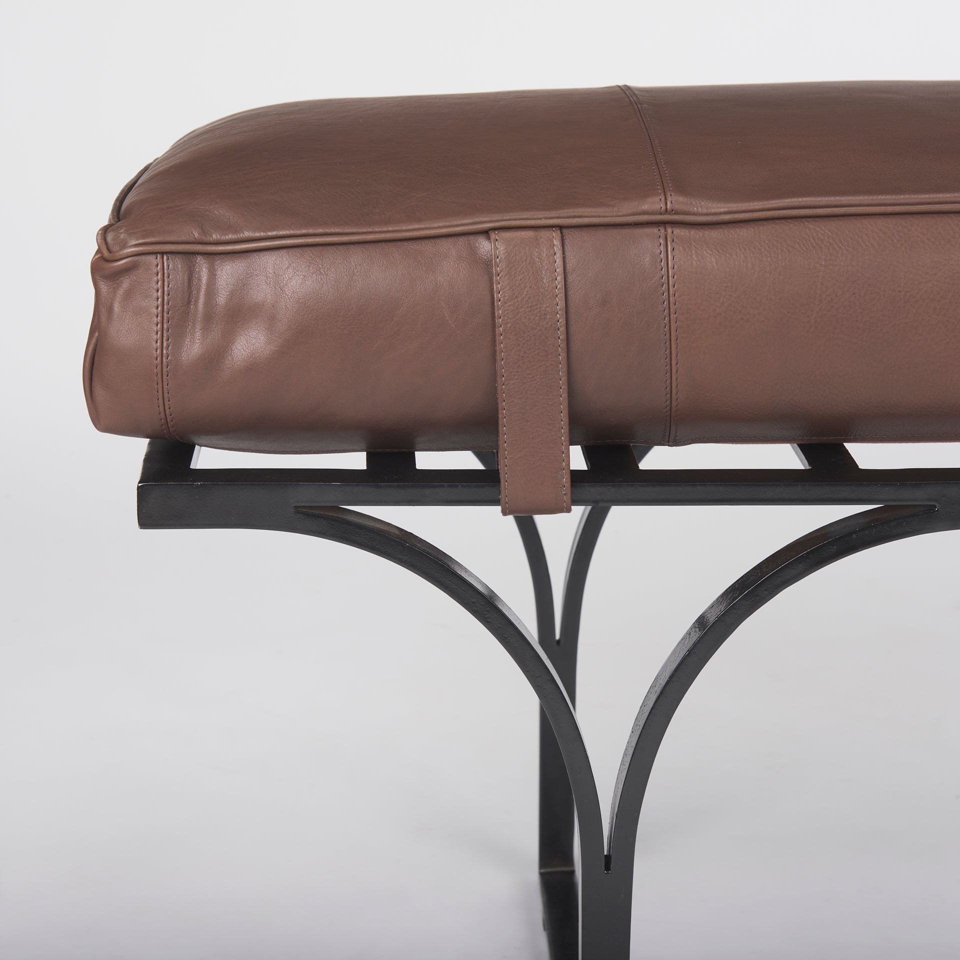 Jessie Bench Dark Brown Leather | Black Metal - benches