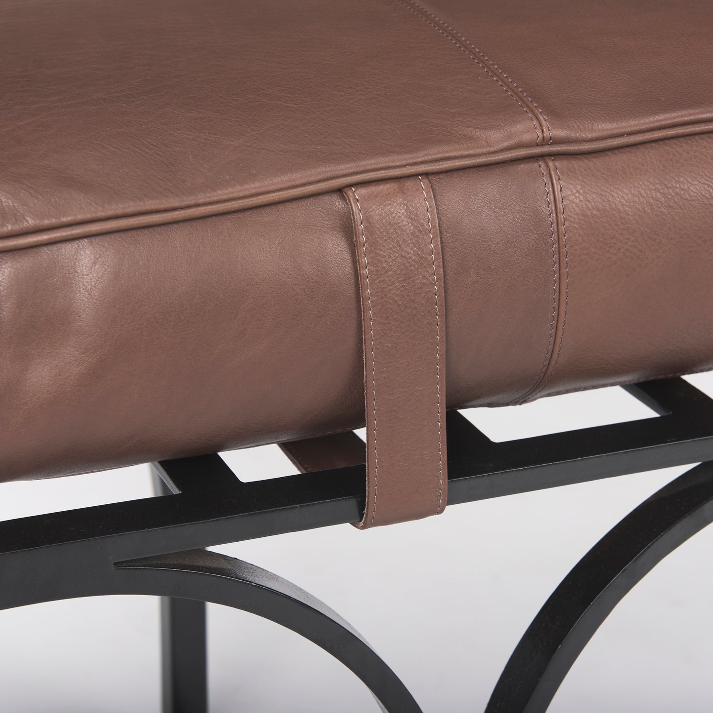 Jessie Bench Dark Brown Leather | Black Metal - benches