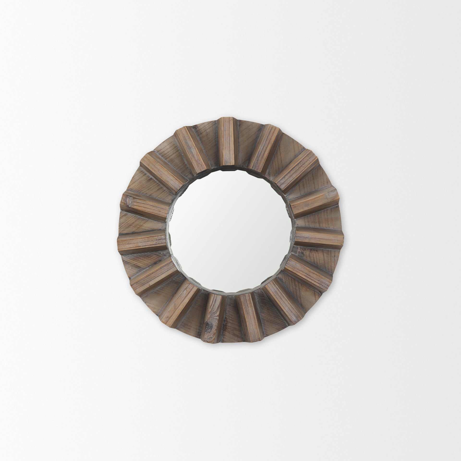 Sprocket Wall Mirror Brown Wood | 17’’ - wall-mirrors-grouped