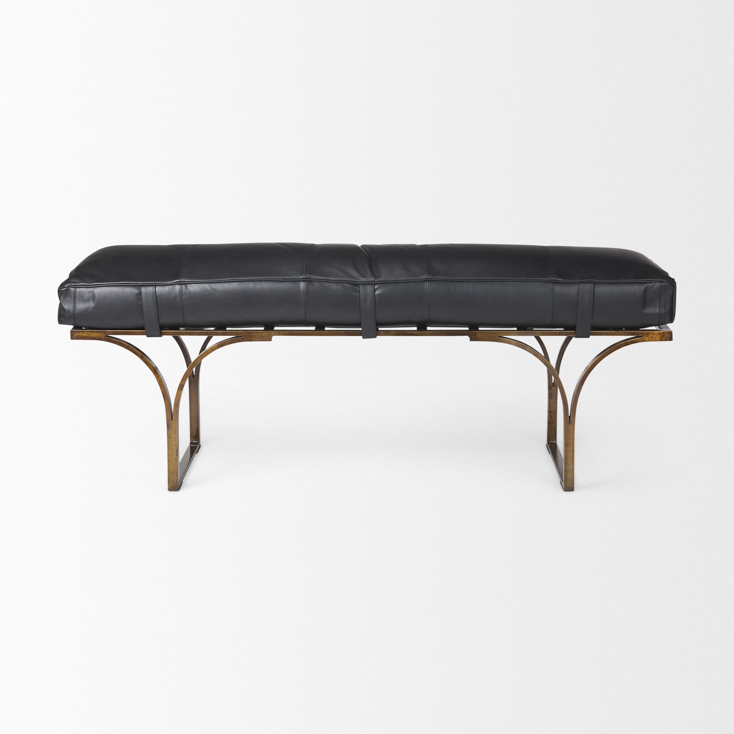 Jessie Bench Black Leather | Gold Metal - benches