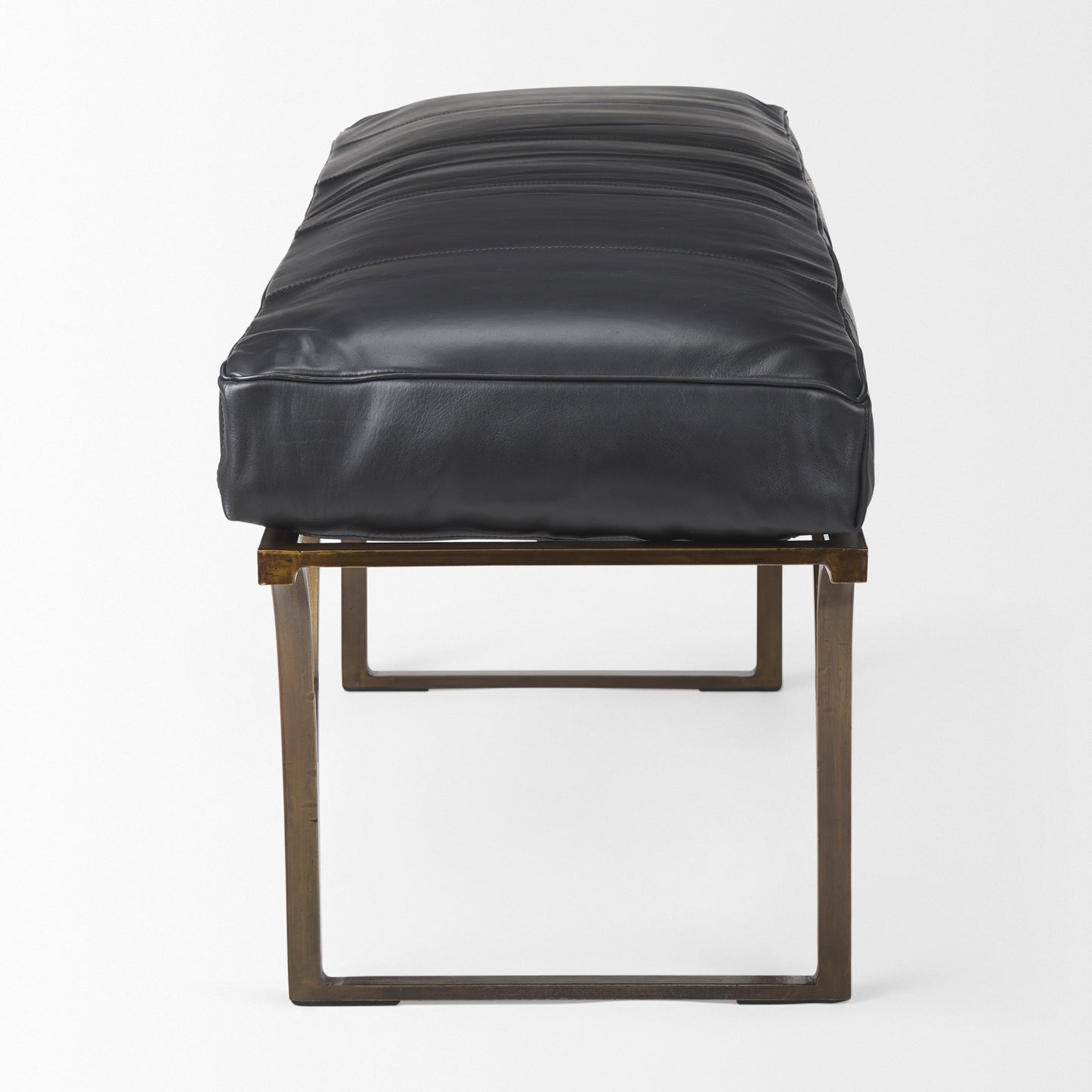 Jessie Bench Black Leather | Gold Metal - benches