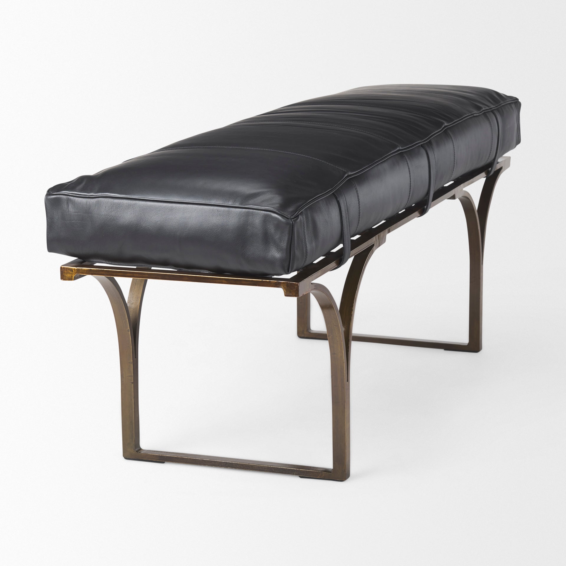 Jessie Bench Black Leather | Gold Metal - benches