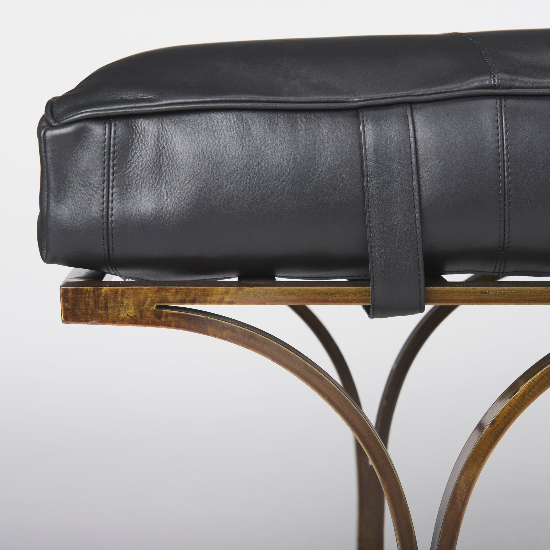 Jessie Bench Black Leather | Gold Metal - benches