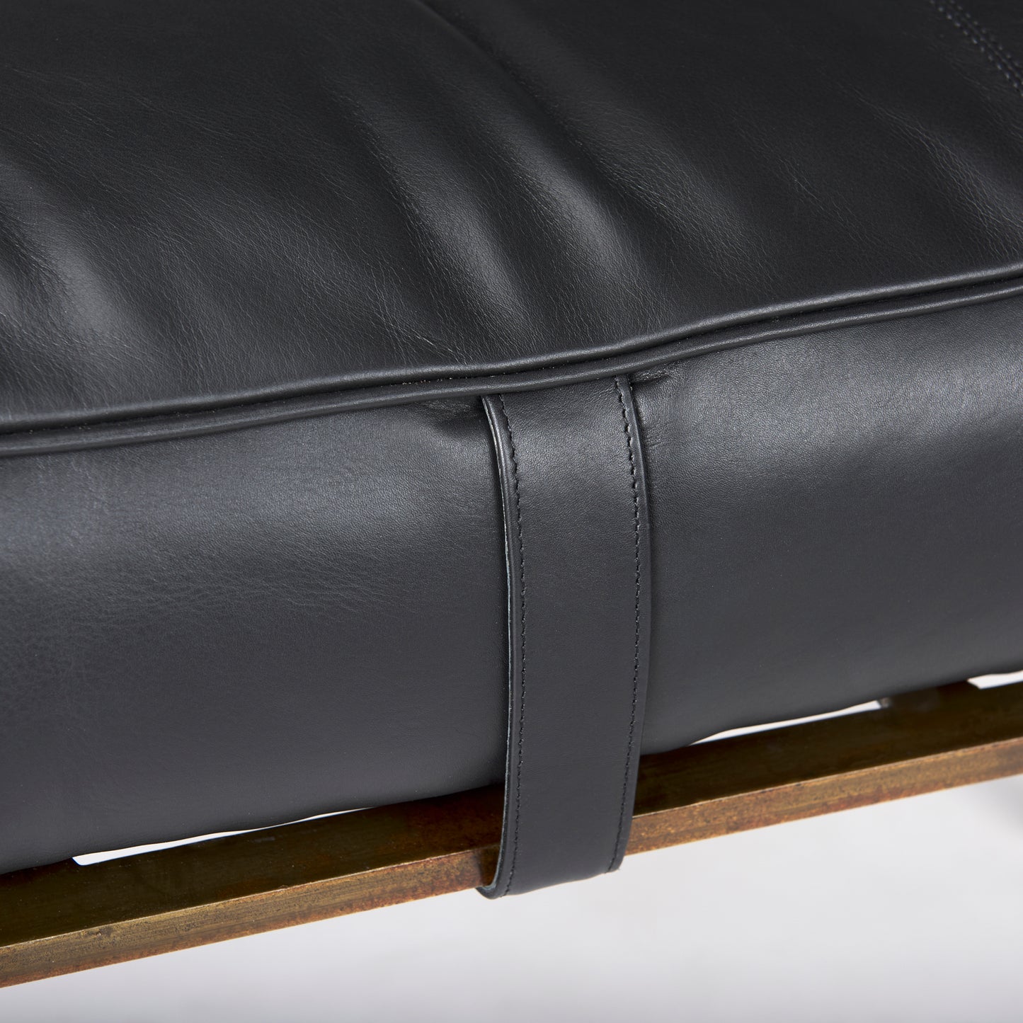 Jessie Bench Black Leather | Gold Metal - benches